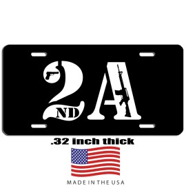 Mako 2nd Amendment aluminum license plate car truck SUV black & white tag