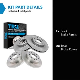TRQ Front and Rear Brake Rotor Set Compatible with 2003-2008 Hyundai Tiburon