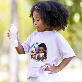 Dazoratix Black Girl Transfer Stickers - 12 Pcs Cute DTF Transfers Ready to Press Dog Iron on Patches Butterfly Washable Heat Decals for Girls DIY T-Shirt Clothing Coat Jeans Backpacks Decorations