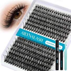 Natural Lash Clusters Kit 30D 40D D Curl Lash Clusters Eyelash Extension Kit with 9-16MM Wispy Individual Lashes Cluster, Lash Bond & Seal, Remover, Tweezers for DIY Lash Extensions at Home