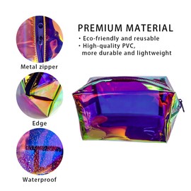 TotePrint Green Holographic PVC Cosmetic Toiletry Bag Laser Waterproof Toiletry Organizer Case for Home Office Christmas Gift, purple, Modern