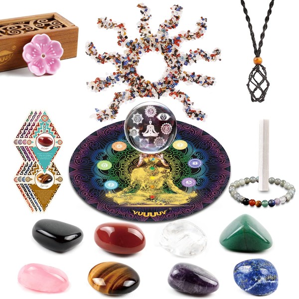 vuUUuv Chakra Stones Set - Reiki Healing Crystals for Healing, Meditation, Chakra Balance or Ritual (7 Piece Set)