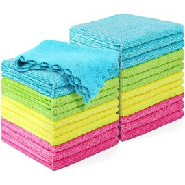 24 Pack Microfiber Cleaning Cloths - Scratch-Free, Lint-Free, Ultra-Soft, High Absorbency, Compact for House, Window & Glass Cleaning - Color: Black