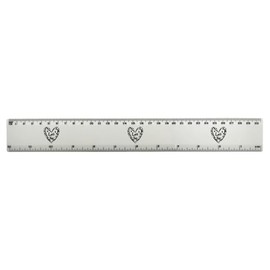 'Love Heart' 30cm (12 Inch) White Plastic Ruler (RL00091014)