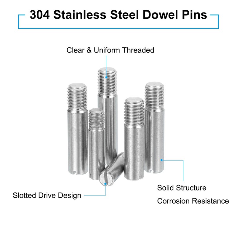 sourcing map 8Pcs M3 x 12mm Slotted Cylindrical Pin 304