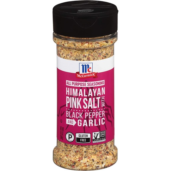 McCormick Himalayan Pink Salt with Black Pepper and Garlic All Purpose Seasoning, 6.5 Oz