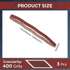 Kozelo 3 Pcs Sanding Belts 2 x 72 Inch 400 Grit Aluminum Oxide Abrasive Sandpaper for Belt Sander Metal Grinding Wood Working Weld Rust Removal