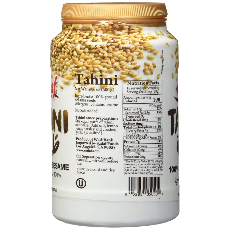 Sadaf Tahini 100% Pure Sesame, 500 Grams
