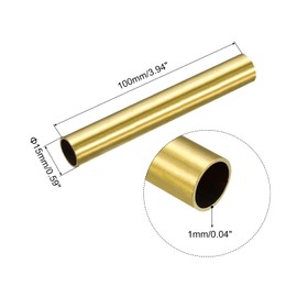 QUARKZMAN Brass Pipe 15 mm AD 1 mm Wall Thickness 100 mm Length Round Piping Hoses for Industry DIY Projects Pack of 2