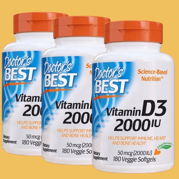 Doctor&#39;s Best Vitamin D3 2000IU softgel 3 bottles, 180 tablets × 3 / 닥터스베스트 비타민 D3 2000IU 소프트젤 3병, 180정 × 3개