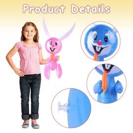 KIMOBER KIMOBER 4PCS Inflatable Easter Bunny Rabbit Party Inflates with Carrot for Easter Basket Stuffers Egg Hunt Birthday Baby Shower Supplies Decorations