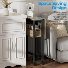 GreenForest Folding Desk Small Rolling Desk with Storage Shelf,24.8 inch Foldable Computer Desk with Wheels for Small Space,Easy Assembly, Grey Wash