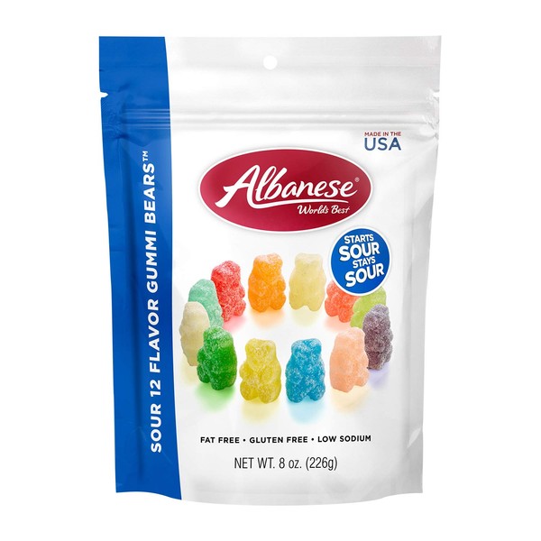 Albanese, Sour 12 Flavor Gummi Bears Bag, 8 oz
