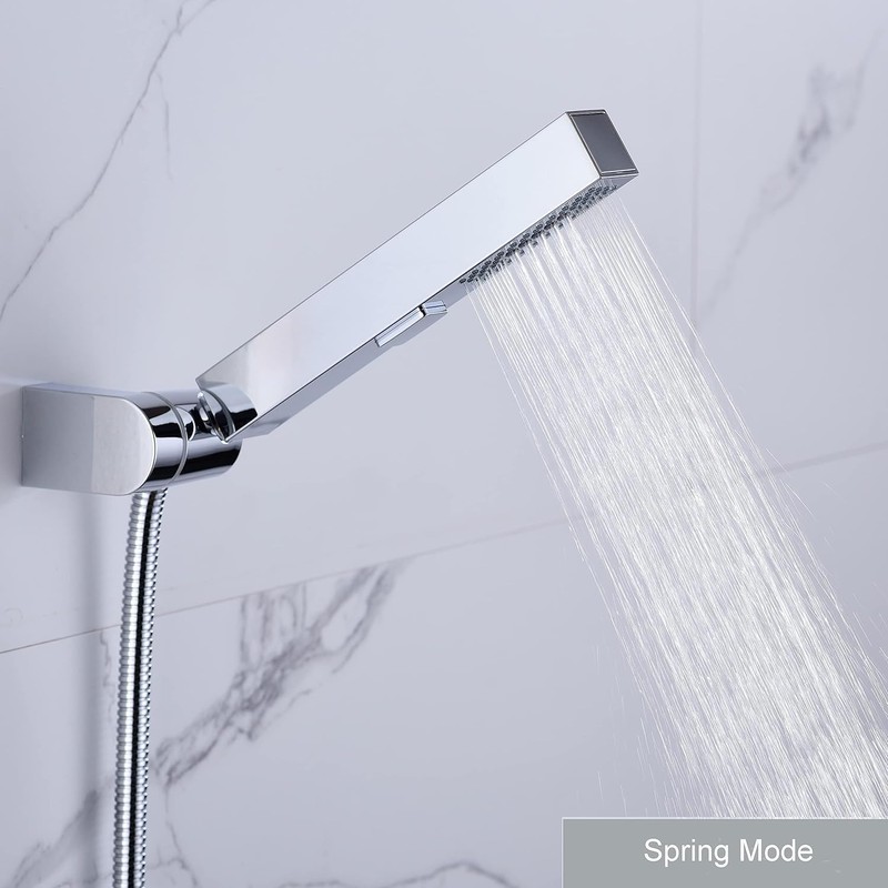 D-Soundwell Shower Head,White/Black,ABS Material,Bathroom 3 Function Square Shower Head with
