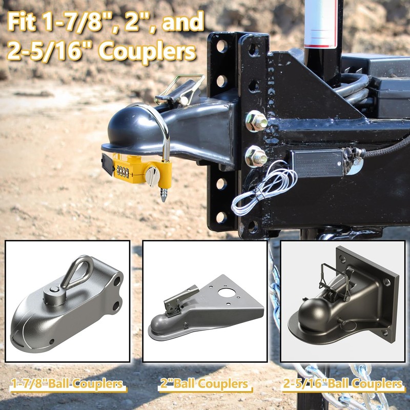Cenipar Trailer Hitch Lock Universal with Combination Lock, Heavy-Duty Steel