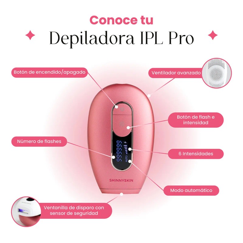 Depiladora Ipl Pro Shinnyskin Luz Pulsada Permanente Color Rosa
