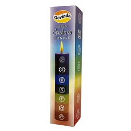 Govinda Premium Seven Chakras Layered Pillar Candle 1.5" Dia x 7" High | 7 Chakras from Crown to Root | Perfect for Positive Energy, Meditation and Relaxation