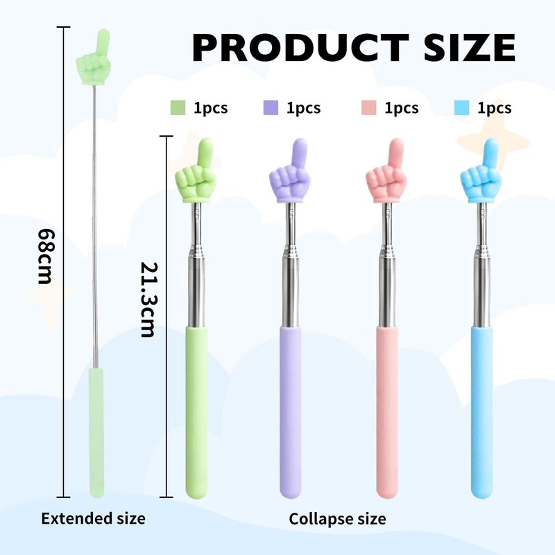 4 Pieces Finger Pointers, Retractable Mini Pointers, Finger Reading Points