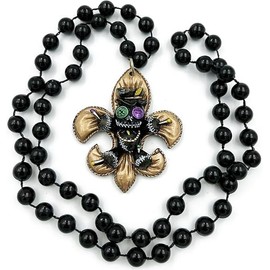 Voodoo Fleur de Lis Mardi Gras Bead Necklace New Orleans Bayou Louisiana Cajun Creole Party Bourbon St French Quarter NOLA
