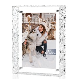 MFoffice 5x7 Picture Frame - Refined Crystal-Clear Acrylic Photo Frame - Use as 5x7, 5x5, 4x6 Picture Frame and Acrylic Decorative Tray - Horizontal and Vertical Formats for Tabletop Display, Transparent, 1Pack
