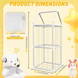 TOPHDY Stuffed Animal Storage Toy Organizer - Stuffed Animal Zoo with Lights - Metal Large Storage Cage for Nursery Playroom Bedroom (White Large)