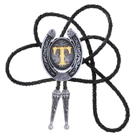 GelConnie Bolo Tie Letter T, Bolero Ties Mens Western Bolo Ties for Women Cowboy Neckties Vincent Vega Bolo Tie