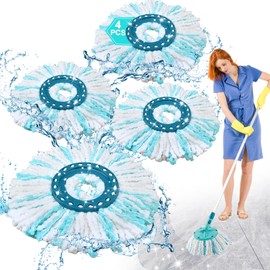 Pack of 4 Replacement Heads for Leifheit Clean Twist, with Leifheit Floor Mop Replacement Parts/Clean Twist Disc Mop Ergo Compatible Microfibre, Extremely Absorbent, Suitable for All Floor Types (Blue