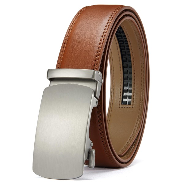 YOETEY Belt Men - Mens Brown Leather Belt 1 3/8"