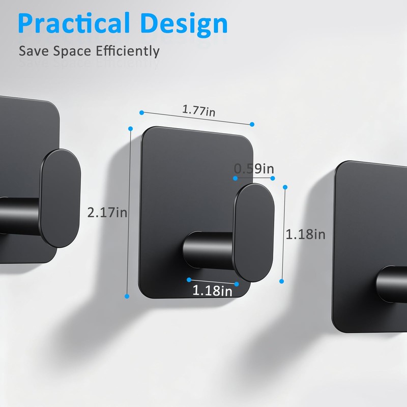 Large Heavy Duty Wall Hooks for Bathroom, Kitchen, Coat &