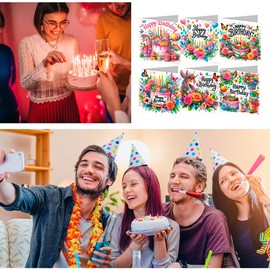 ACSAUMMY Diamond Art Happy Birthday Cards, 6 Pack 5D Diamond Greeting Cards Kits for Adults DIY Diamond Art Birthday Cards with Envelopes Birthday Gifts for Families, Friends, Partners