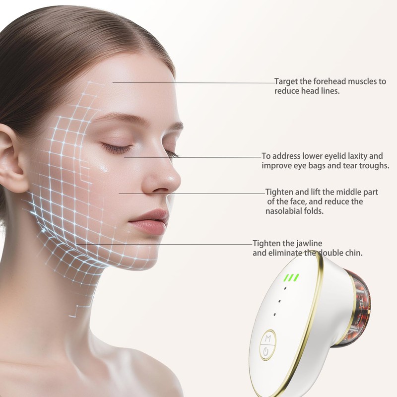 3 IN 1 Lymphatic Drainage Massager Contour Face Cupping Red-light