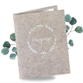 Minilino Felt Certificate Folder A4 with 20 Premium Transparent Pockets - Document Folder with Elegant Felt Cover [Protection and Storage of Certificates] in Primary School & School | Organizes