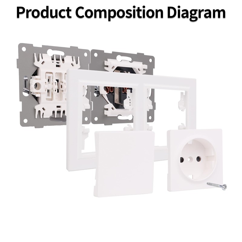 JIMEIDA Socket with Light Switch White with Hook Single 1