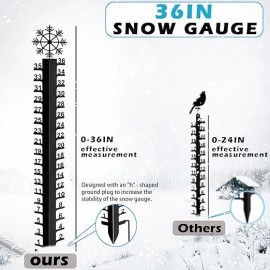 Unbranded 36 inch Snow Gauge Outdoor, Large Snow Measuring Gauge, Winter Measuring Stick