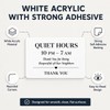 Quiet Hours Homestay Acrylic Sign: Full Back Adhesive Acrylic Wall