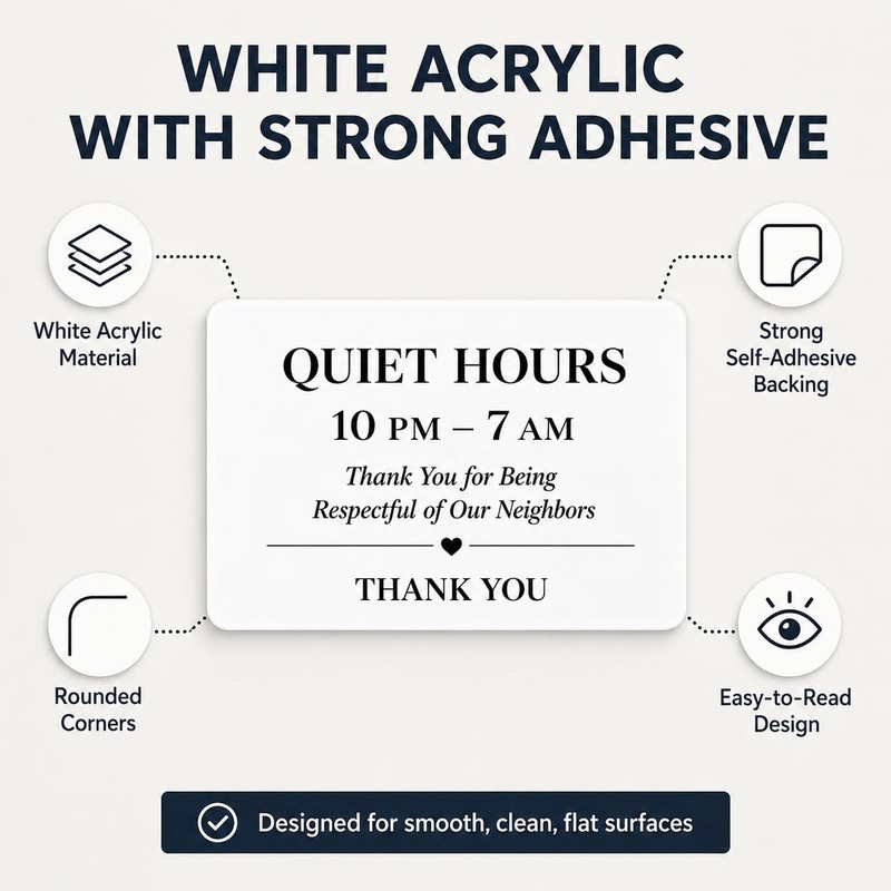 Quiet Hours Homestay Acrylic Sign: Full Back Adhesive Acrylic Wall