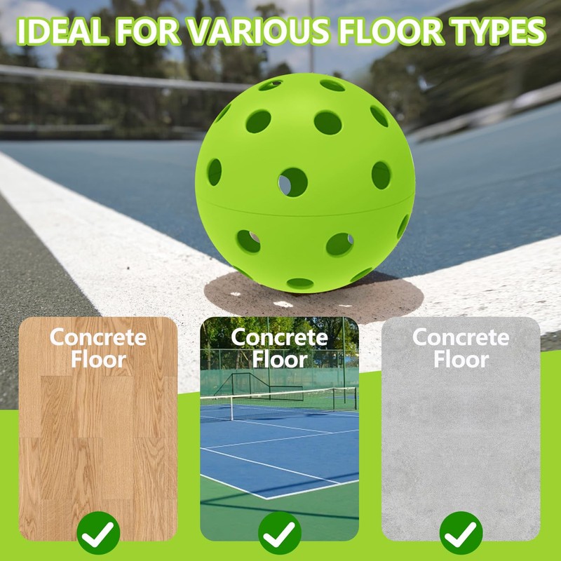 6 - Pack Pickleball Balls, 40 Holes Outdoor Pickleballs, High