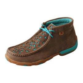 Twisted X Women's Chukka Driving Moc, Moc Toe, Bomber & Turquoise Embroidered Vamp, 7.5 M