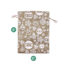 12-Pack 6x8 Reusable Jute Burlap Canvas Gift Bags w. Drawstrings (Christmas Ornaments, Medium) - for Presents, Party Favors, Retail, Samples by TheDisplayGuys
