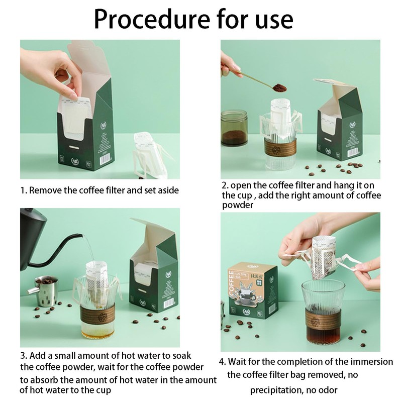 SZLYTYUN 50PCS Portable Coffee Filter Paper Hanging Ear Drip Coffee