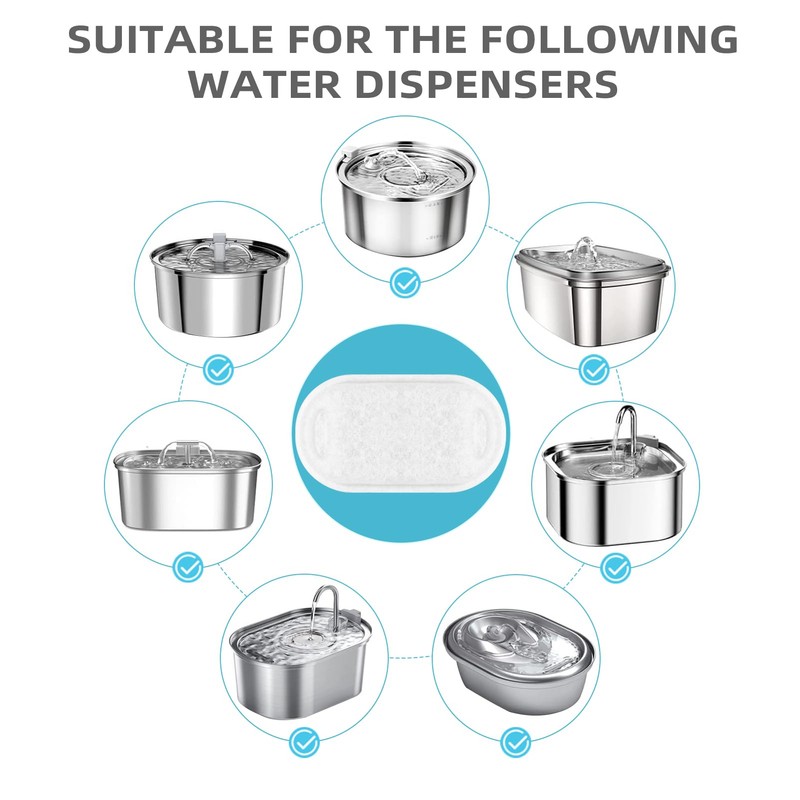 Cat Water Fountain Filter Compatible with Stainless Steel Dispenser, Efficient