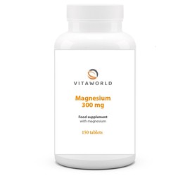 Pack of 3 Vita world Magnesium 300 mg l 3 x 150 Tablets l 300 mg Pure Magnesium per Tablet - high Dosage l Vegan