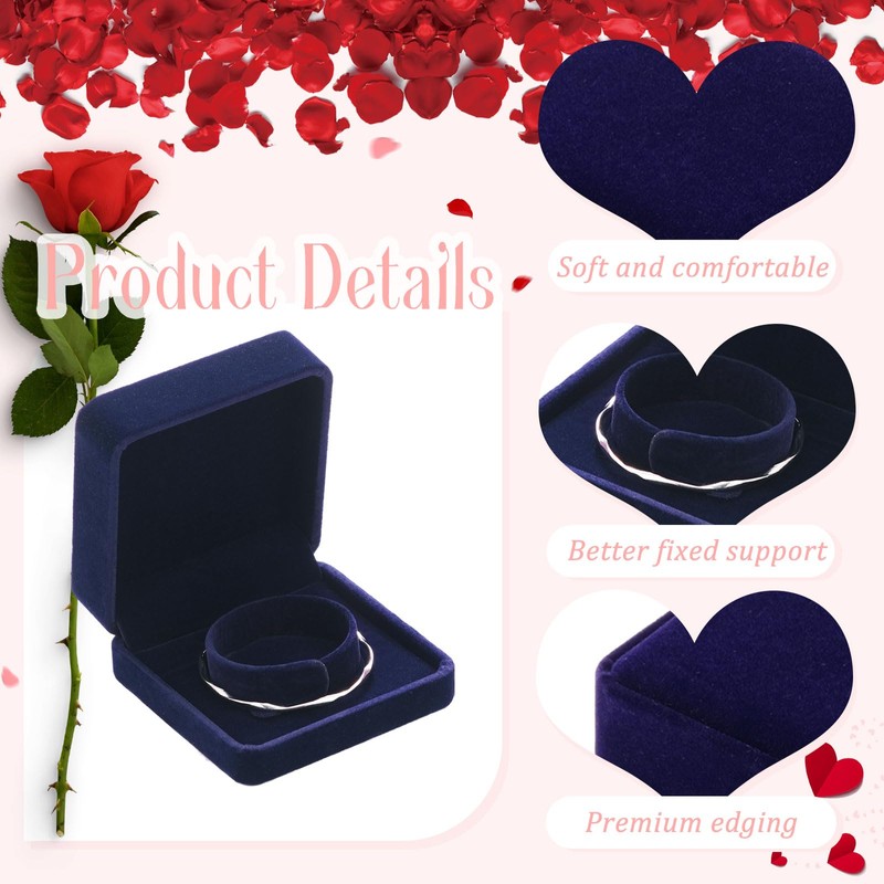 Velvet Square Bracelet Bangle Box with Soft Lining Travel Jewelry