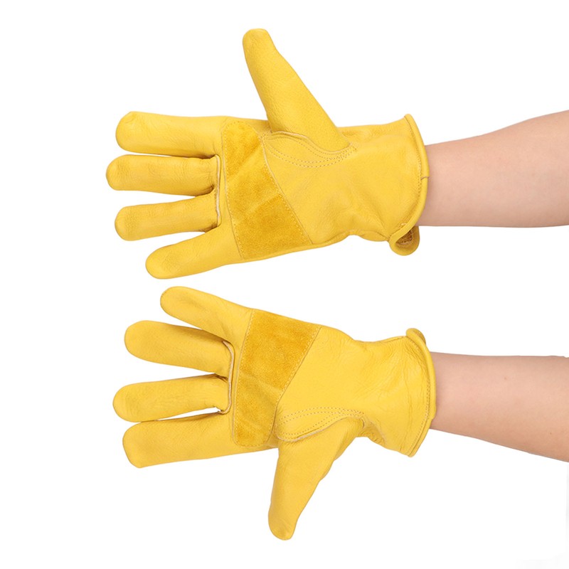 Garden Cowhide Gloves Wear Resistance Full Finger Leather Gloves for