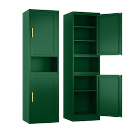Ckzbx Tall Narrow Storage Cabinet 66.93" H Tall Bathroom Cabinet Metal Pantry Cabinets, 4 Adjustable Shelves for Kitchen, Home Office, Living Room, Dinning Room (20 inches Wide Green)