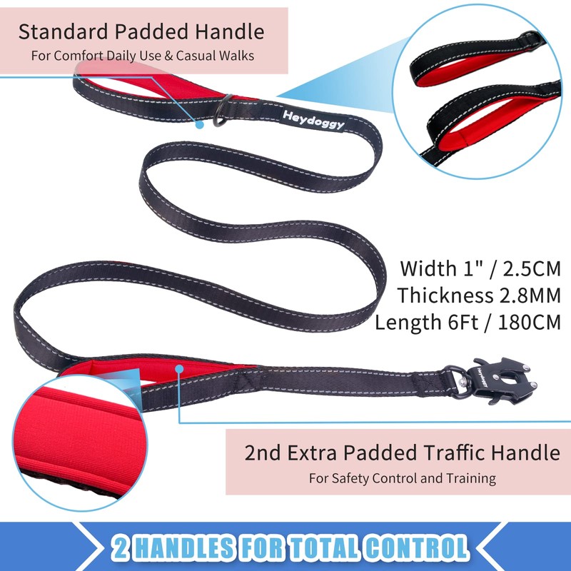 Strong Heavy Duty Dog Leash - 6ft Reflective Nylon Training