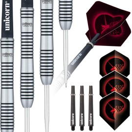 Unicorn Unisex Core Plus|Style 1|Steel Tip Darts, Silver / Black, 20 G EU