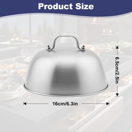 logei Burger Bell, Pack of 2, 304 Stainless Steel Melting Bell, Burger Covers with Anti-scald Handle, Burger Covers, Melting Dome Cover, Burger Bell for Grill, Steak, Cheese, Cheese (16 x 16 x 9 cm