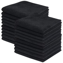 KinHwa Microfibre Cloths, Black Cleaning Cloths, Kitchen Cleaning Cloths, Washing Cloths, Washable Microfibre Cleaning Cloth, Environmentally Friendly and Lint-Free Tea Towels, Multi-Purpose 20 cm x