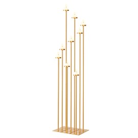 YLSMILE 60'' Floor Candelabra Holder for 9 Arm Candlesticks,Tall Candle Holders for Wedding Centerpiece, Gold Metal Candle Stick Holders for Pillar Tealight Candles on Party Reception Home Derecotion